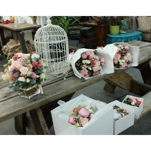 Pretty in pinks Winter wedding flowers