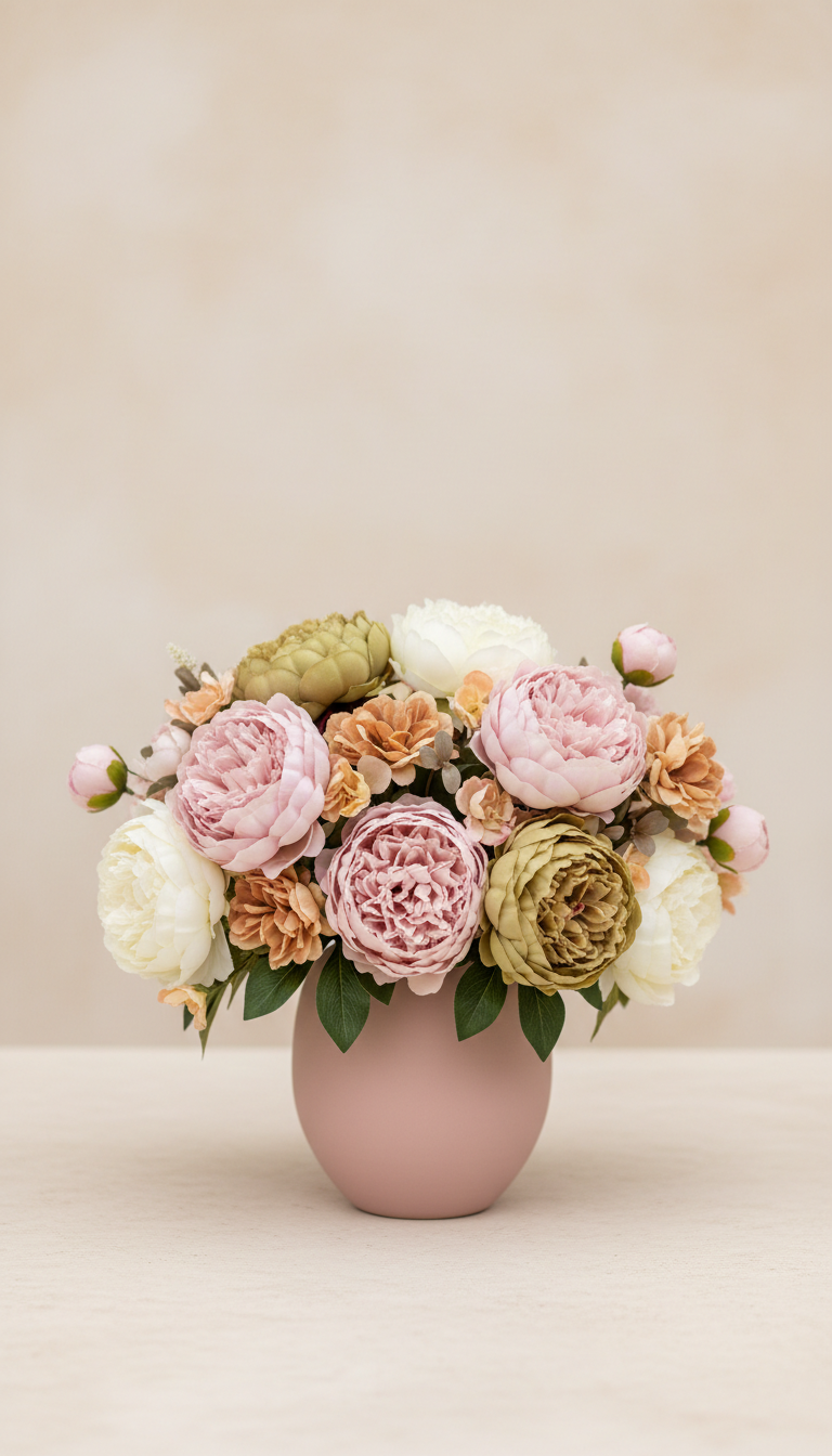 Spring Peony Arrangement in Blush Vase